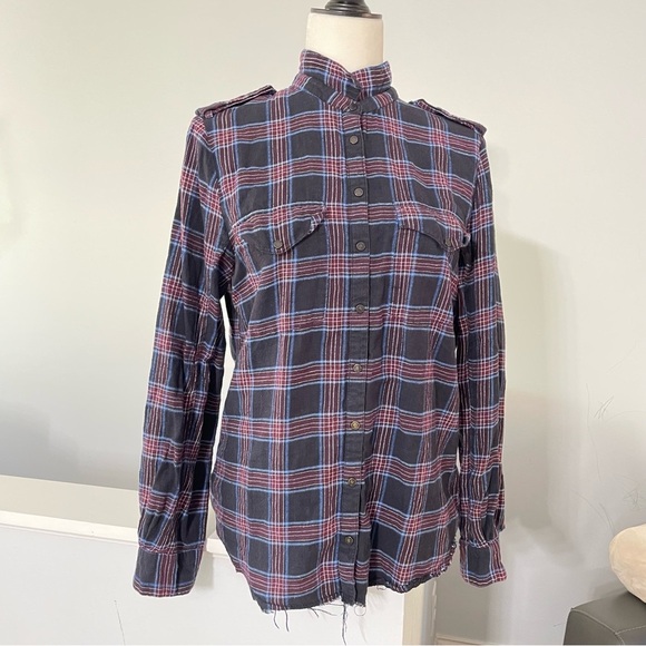 Zadig & Voltarie Eagle Bedazzled Plaid Flannel Women's Large Tess Carreaux - Picture 3 of 12